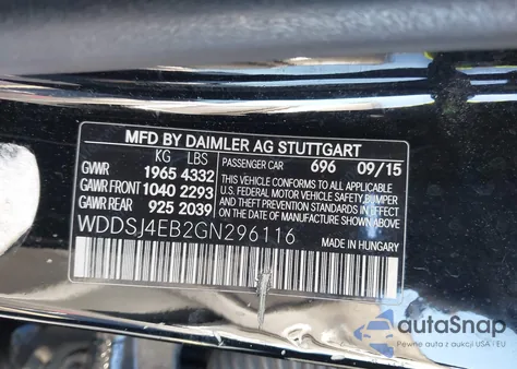 2016 Mercedes-Benz Cla 250 from USA, damaged, VIN WDDSJ4EB2GN296116